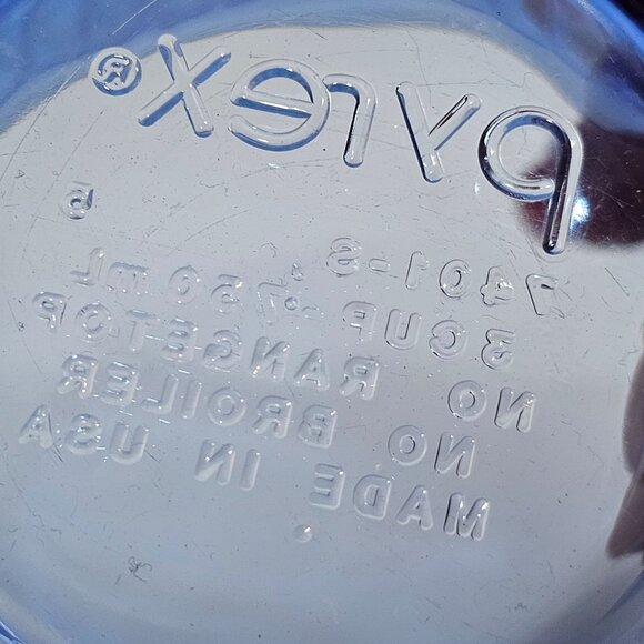 Pyrex Sculptured Cobalt Nesting Bowl 6" ribbed patterned glass translucent 3cup - Picture 6 of 6